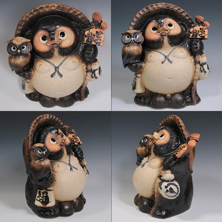 信楽焼 10号 フクロウ持ちたぬき 置物 美品 Amazon.co.jp: 信楽焼 10号ふくろう持ち狸(青) たぬき タヌキ 狸 開運