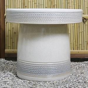 ★高級★ 信楽焼 縄文テーブル ガーデンテーブルセット 信楽焼 ガーデンテーブル 陶器テーブルセット 庭園テーブル イス