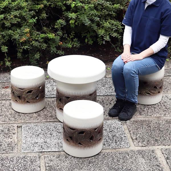 信楽焼 ガーデンテーブル 陶器テーブルセット 庭園テーブル イス