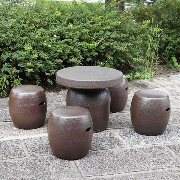 信楽焼 テーブルセット 号 テーブルセット Te 0032 庭園 ベランダ 陶器 テーブル イス イス ガーデン