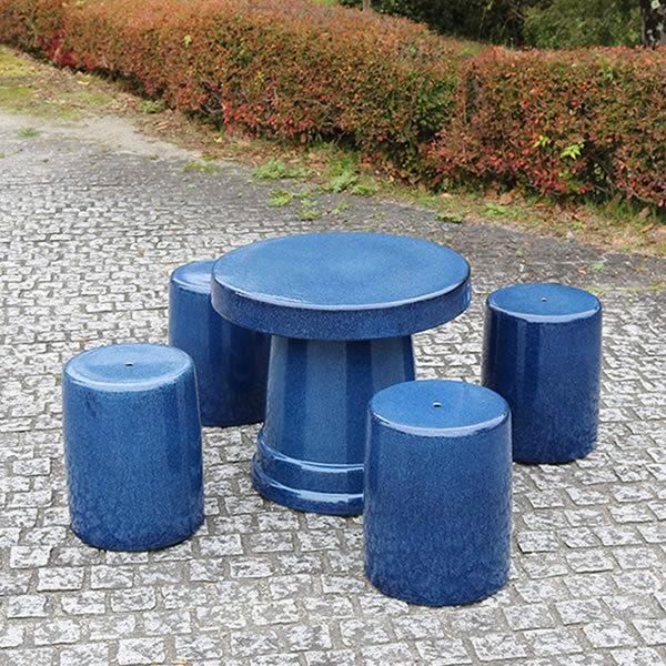 信楽焼 ガーデンテーブル 陶器テーブルセット 庭園テーブル イス テーブル 陶器 ガーデンセット 庭 テラス ベランダ 屋外用 5点セット 20号なまこ te-0059
