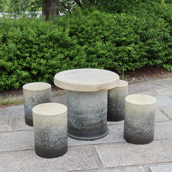 信楽焼 ガーデンテーブル 陶器テーブルセット 庭園テーブル イス