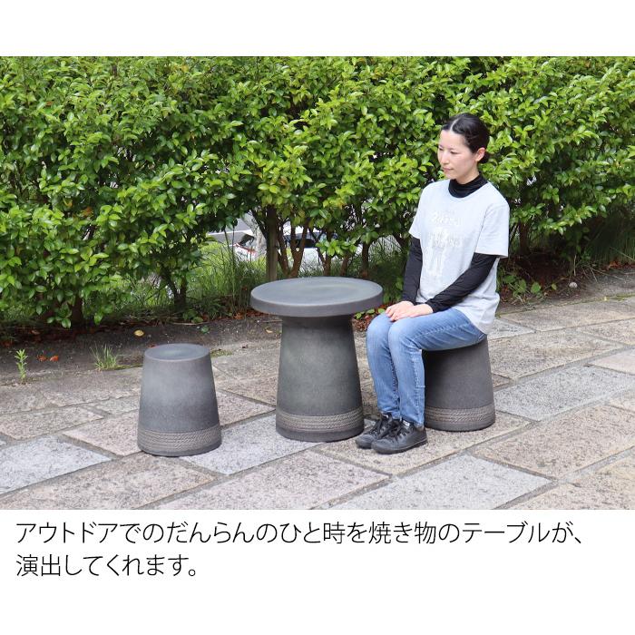 信楽焼 花台 ガーデンテーブル 高さ５９cm 信楽焼 ガーデンテーブル 陶器テーブルセット 庭園テーブル イス