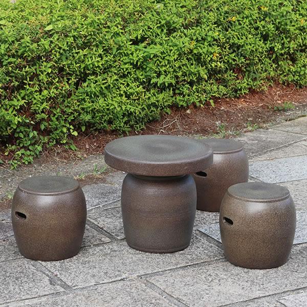 信楽焼 ガーデンテーブル 陶器テーブルセット 庭園テーブル イス