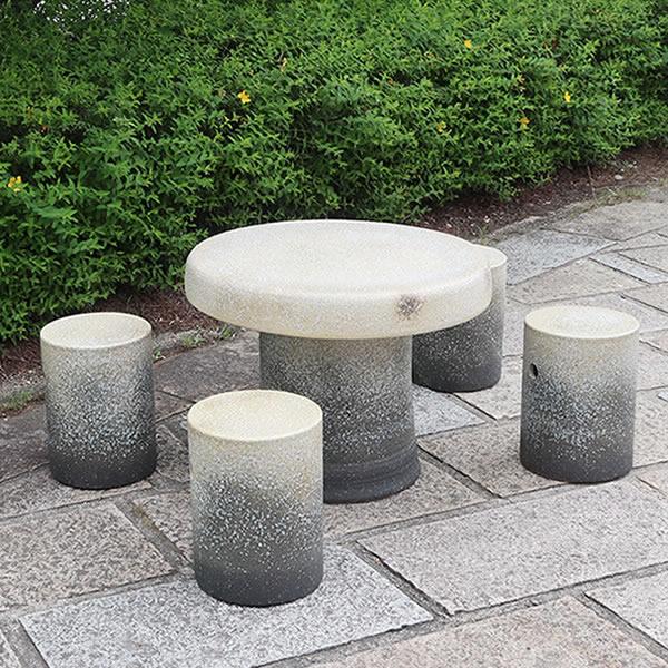 陶器テーブル 25号 信楽焼ガーデンテーブル お庭 ベランダ 庭園セット