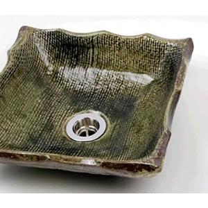 信楽焼 手洗い鉢 洗面ボウル 洗面ボール 陶器 手洗い器 洗面台 トイレ リフォーム 和風 角型 DIY おしゃれ 正角火色(ミニ) tr-1011