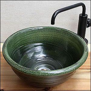 昭和レトロ 美濃焼きの洗面ボウル 手洗い鉢 流し 洗面器 陶器 緑 グリーン 和風 楽天市場】信楽焼 緑斑点角型手洗い鉢 飽きのこない洗面鉢 お洒落な