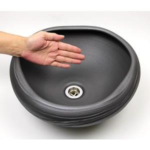 信楽焼 手洗い鉢 洗面ボウル 洗面ボール 陶器 手洗い器 洗面台 トイレ リフォーム 和風 洗面シンク DIY おしゃれ 黒マットたわみ(小型) tr-2197_1