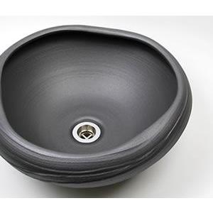 信楽焼 手洗い鉢 洗面ボウル 洗面ボール 陶器 手洗い器 洗面台 トイレ リフォーム 和風 洗面シンク DIY おしゃれ 黒マットたわみ(小型) tr-2197_2