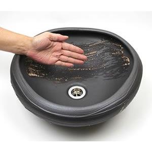 信楽焼 手洗い鉢 洗面ボウル 洗面ボール 陶器 手洗い器 洗面台 トイレ リフォーム 和風 DIY おしゃれ 黒マット刷毛目たわみ(小型) tr-2198_1