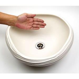 信楽焼 手洗い鉢 洗面ボウル 洗面ボール 陶器 手洗い器 洗面台 トイレ リフォーム 和風 シンク DIY おしゃれ 白マットたわみ(小型) tr-2211_1