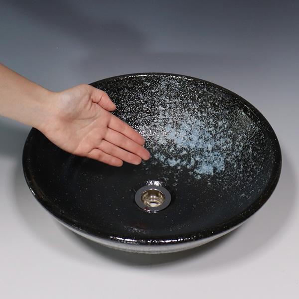 信楽焼 手洗い鉢 洗面ボウル 洗面ボール 陶器 手洗い器 洗面台 トイレ リフォーム 和風 洗面シンク DIY おしゃれ 青雲(小型) tr-2295_2