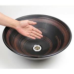 信楽焼 手洗い鉢 洗面ボウル 洗面ボール 陶器 手洗い器 洗面台 リフォーム 和風 シンク DIY おしゃれ 黒刷毛目ソリ型(中型) tr-3052