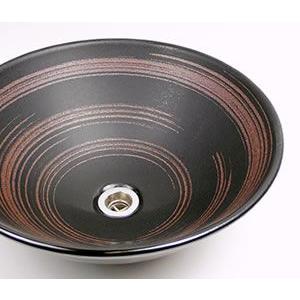 信楽焼 手洗い鉢 洗面ボウル 洗面ボール 陶器 手洗い器 洗面台 リフォーム 和風 シンク DIY おしゃれ 黒刷毛目ソリ型(中型) tr-3052