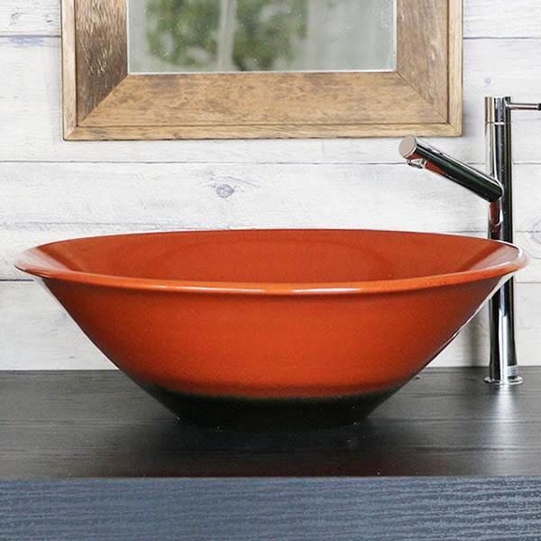 信楽焼 赤 洗面ボウル 手洗い鉢 40 【公式通販】