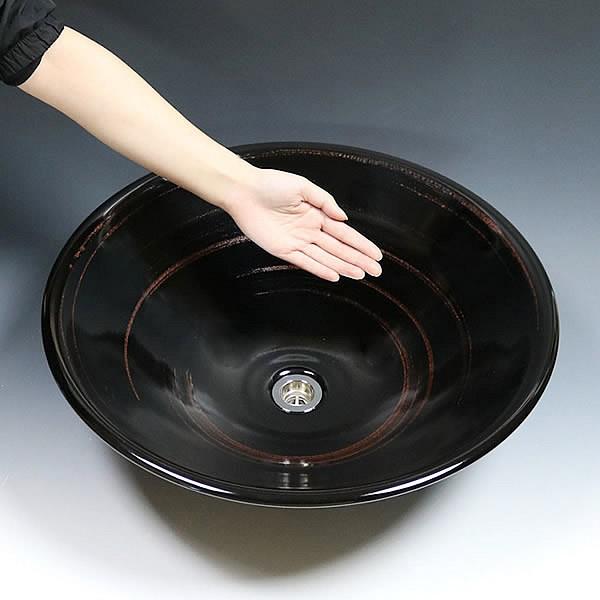 こ*う様 新品★信楽焼★手洗鉢★洗面ボウル★洗面鉢★陶器★約25.5㎝★黒 こ*う様 新品☆信楽焼☆手洗鉢☆洗面ボウル☆洗面鉢☆陶器☆約25.5