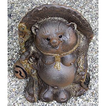 高級陶器 しがらき焼 捻狸 狸 縁起物 置物 年代物 アンティーク 2体