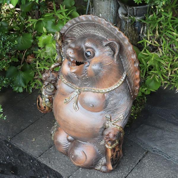 信楽焼 35号福々ひねり狸 たぬき タヌキ 古狸庵 開運 縁起物 可愛い