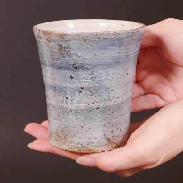 匿名配送】陶器 陶芸 焼物 和モダン グラス コップ 大きめ