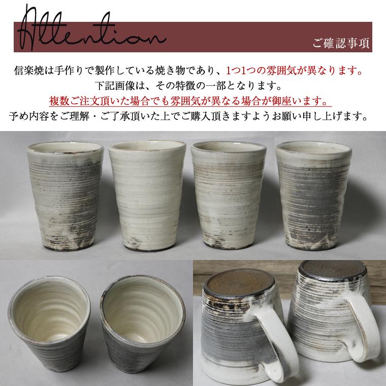 作家　陶芸家　志村観行　タンブラー　ビアカップ　背の高いコップ　手描き　手彫り 信楽焼 フリーカップ おしゃれ 300cc（満水時） ビアカップ タンブラー