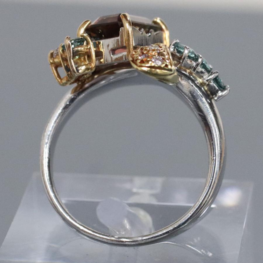 Pt900/750 パーティカラードトルマリンリング T2.00 D0.28 10.7g  