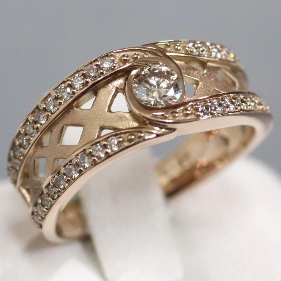 K18PGダイヤモンドリング D0.13 D0.22 4.2g #9 艶消し : 鴫原質店 