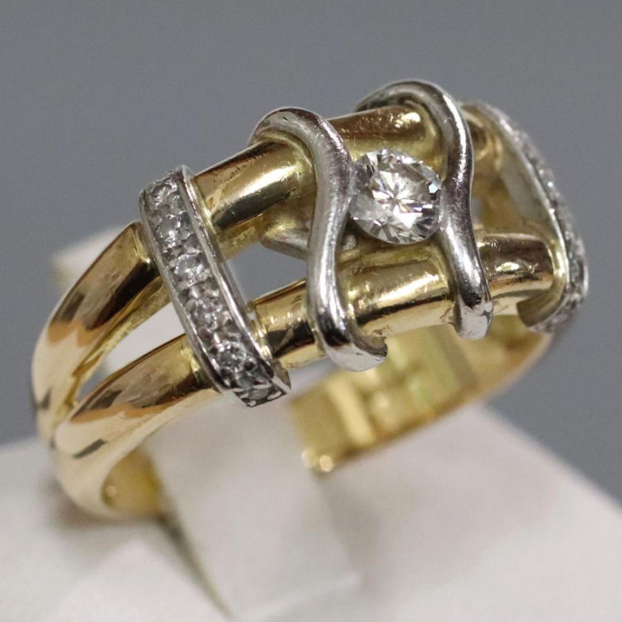 LANVIN ランバン 750/Pt900コンビダイヤモンドリング 0.20 0.12 6.9g  