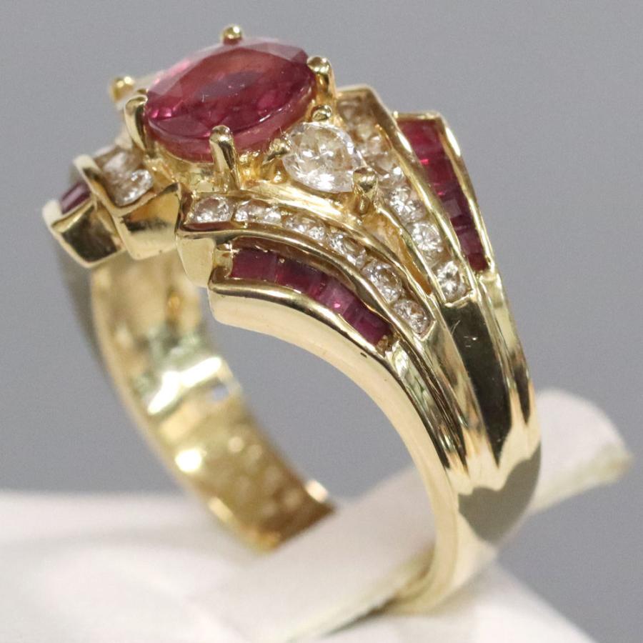 K18ルビーダイヤモンドリング R1.03 D0.65 8.0g #14 イエローゴールド