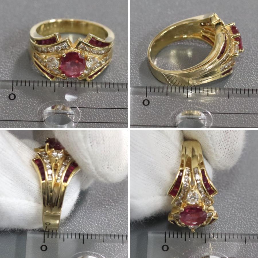 K18ルビーダイヤモンドリング R1.03 D0.65 8.0g #14 イエローゴールド