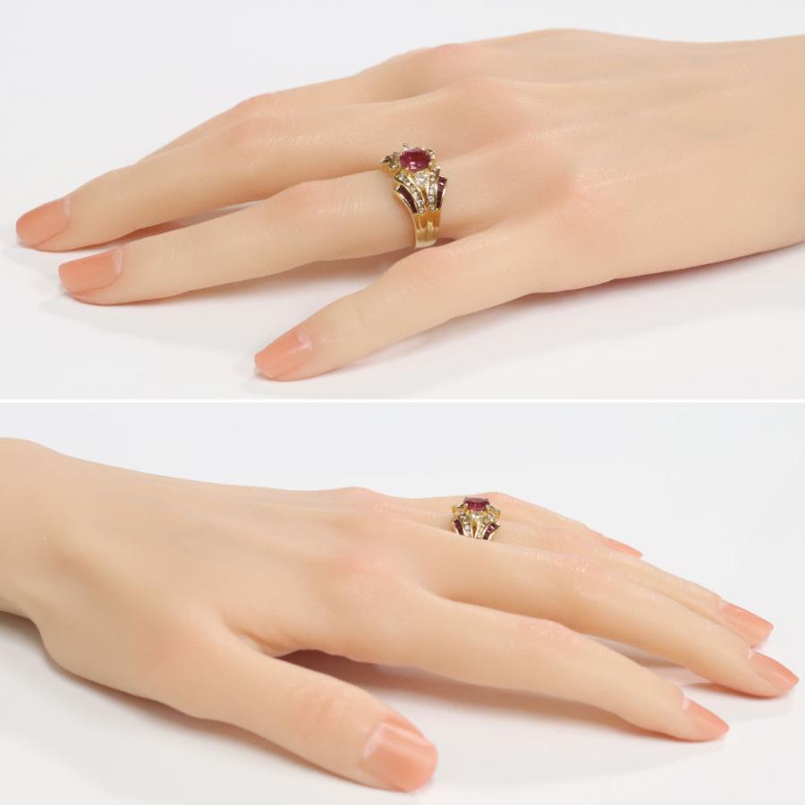 K18ルビーダイヤモンドリング R1.03 D0.65 8.0g #14 イエローゴールド