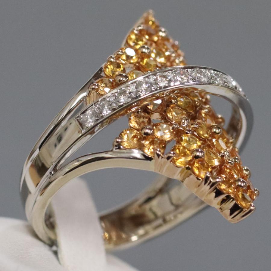 K18オレンジサファイアダイヤモンドリング S3.66 D0.37 13.1g #15.5