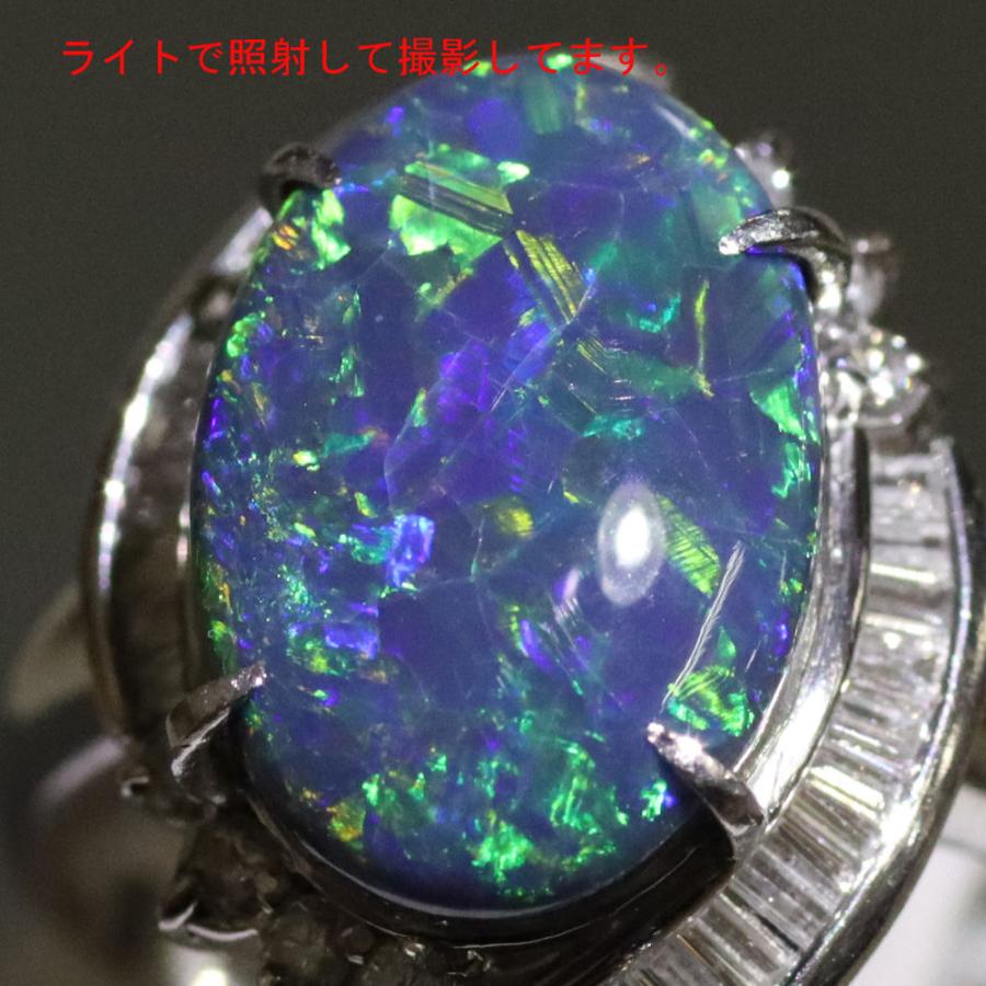 Pt900ブラックオパールダイヤモンドリング BkO4.57 D0.60 8.8g #18  