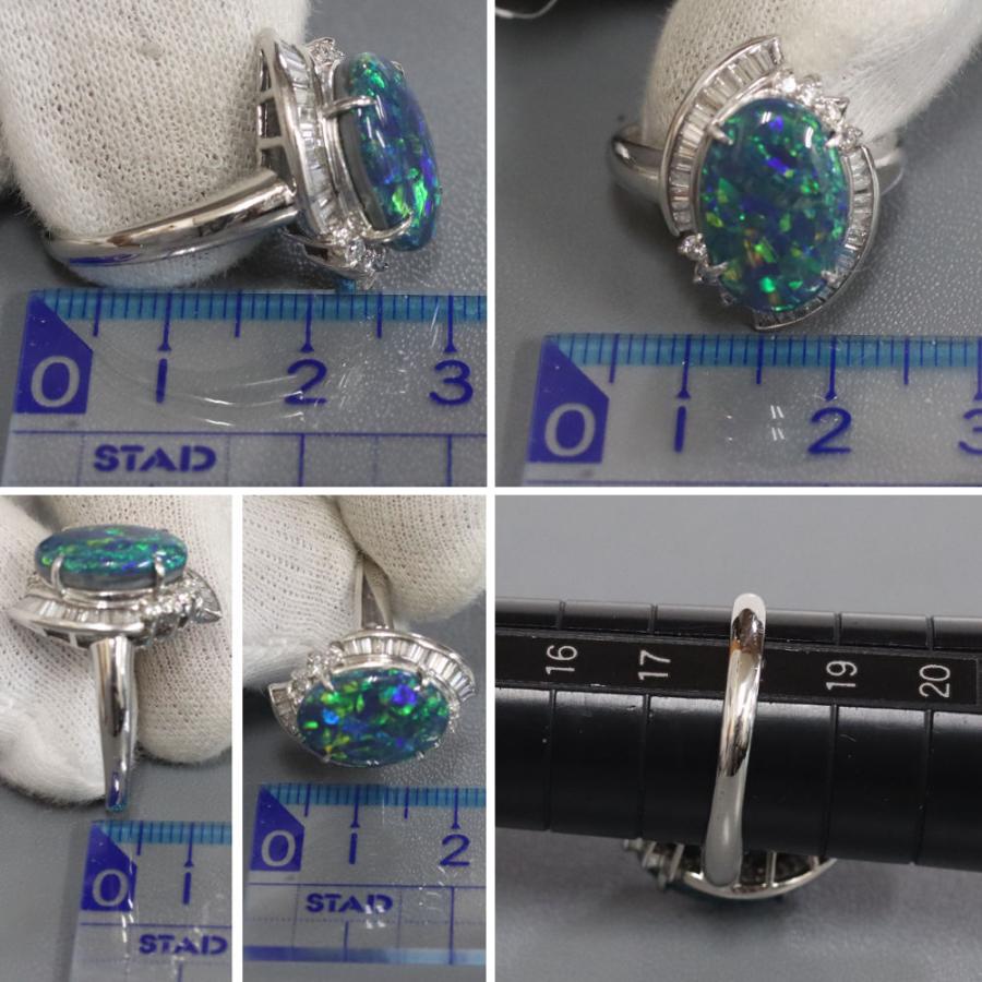 Pt900ブラックオパールダイヤモンドリング BkO4.57 D0.60 8.8g #18  