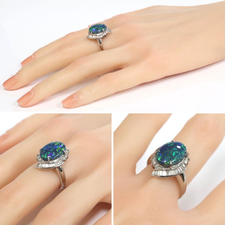 Pt900ブラックオパールダイヤモンドリング BkO4.57 D0.60 8.8g #18  