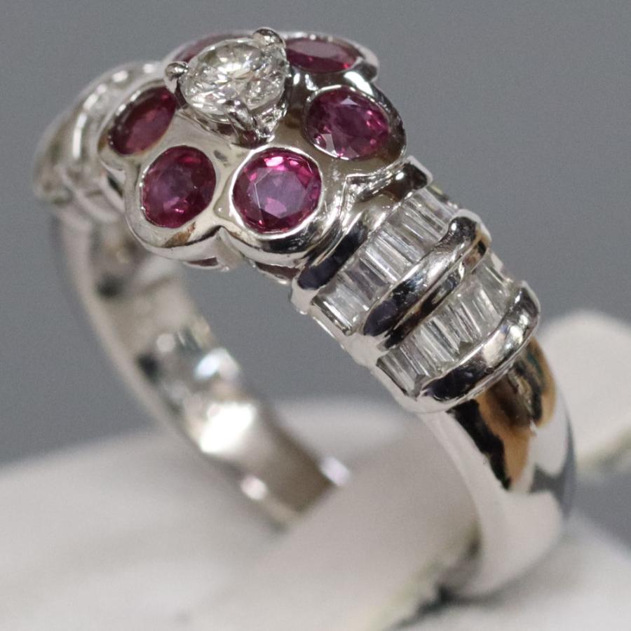 Pt900ルビーダイヤモンドリング R0.50 D0.55 7.3g #9 : 鴫原質店