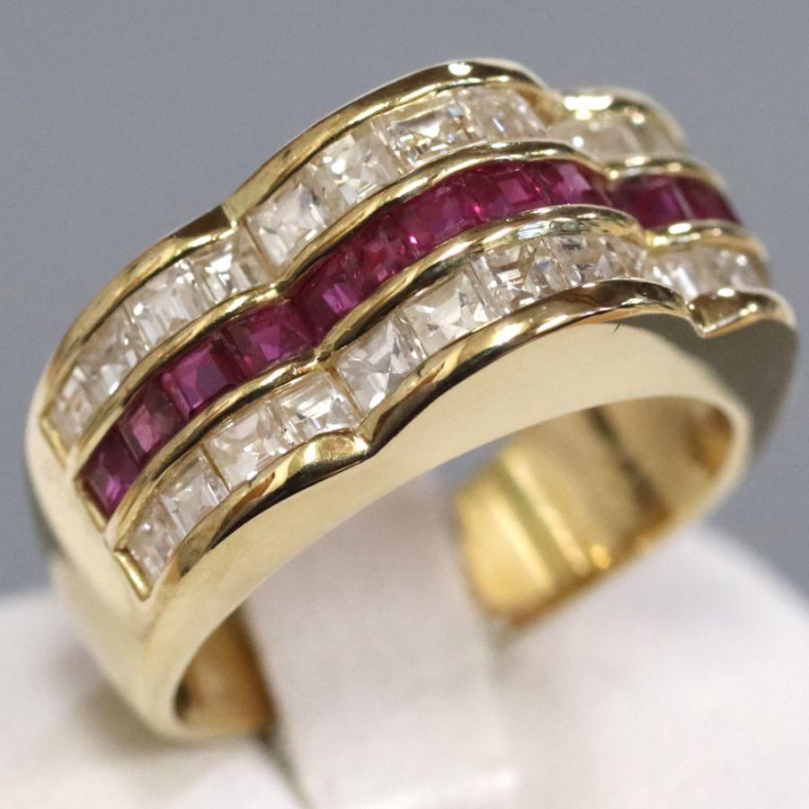 K18ルビーダイヤモンドリング R0.80 D1.30 7.7g #9 : 鴫原質店 - 通販  
