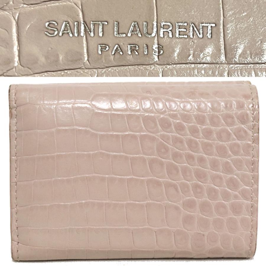 サンローランパリ   タイニーウォレット 459784 ロゴプリントレザー三つ折りコンパクト財布 中古 BS99 SAINT LAURENT サンローラン タイニーウォレット(459784) : 鴫原質店
