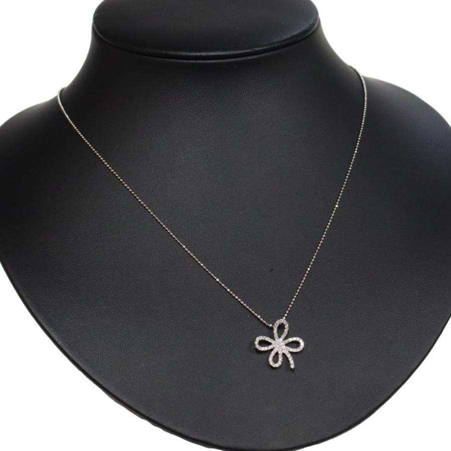 ヴァンドーム K18WGダイヤモンドネックレス クローバーモチーフ D0.26  