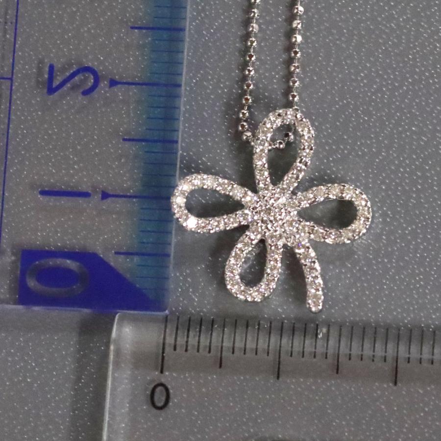 ヴァンドーム K18WGダイヤモンドネックレス クローバーモチーフ D0.26  