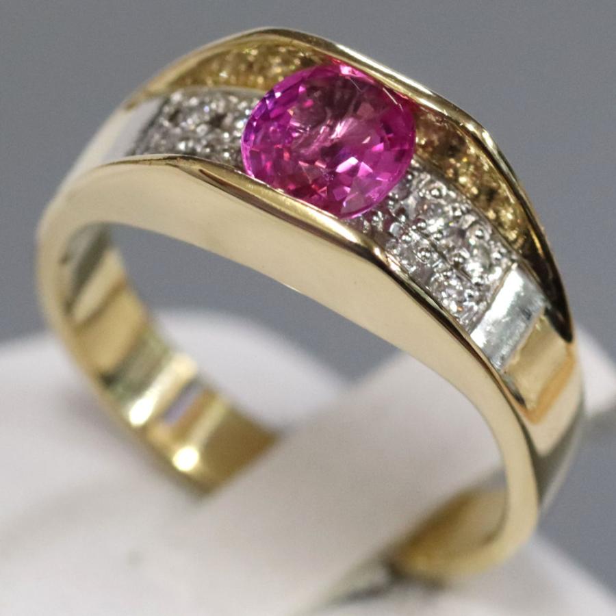 K18YG 天然ダイヤモンド サファイア リング レディース指輪 20.5号