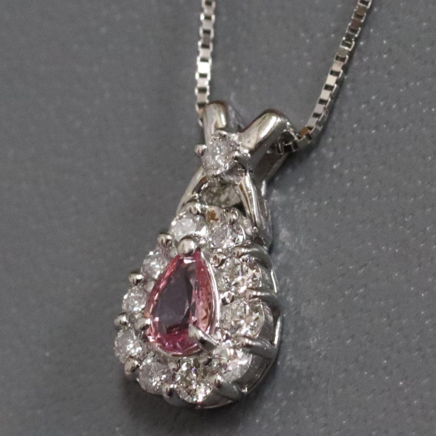 Pt900/850 ピンクサファイア ダイヤ ネックレス 4.41g M1245 アクセサリー 