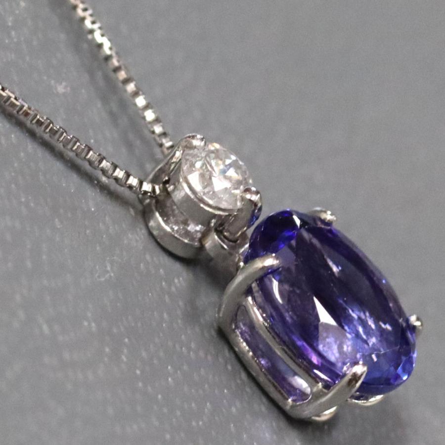 Pt900/850タンザナイトダイヤモンドネックレス TZ1.51 D0.12 2.7g 45cm 
