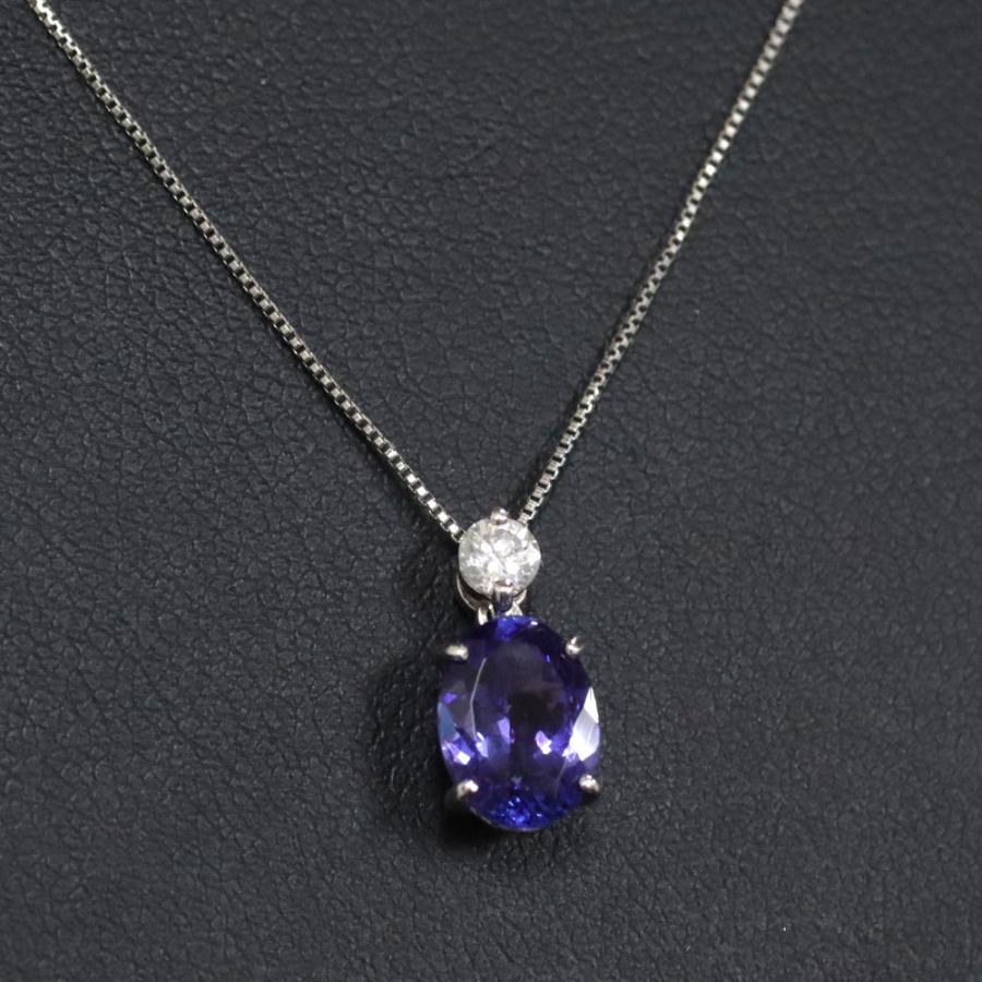 Pt900/850タンザナイトダイヤモンドネックレス TZ1.51 D0.12 2.7g 45cm 