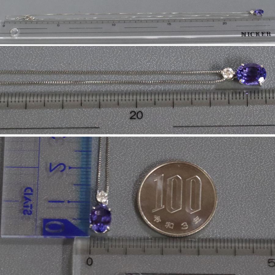 Pt900/850タンザナイトダイヤモンドネックレス TZ1.51 D0.12 2.7g 45cm 