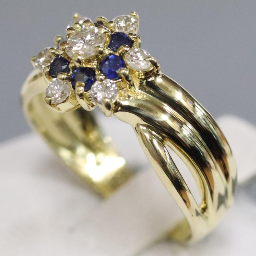 K18サファイアダイヤモンドリング S0.25 D0.32 3.7g #10 : 鴫原質店  