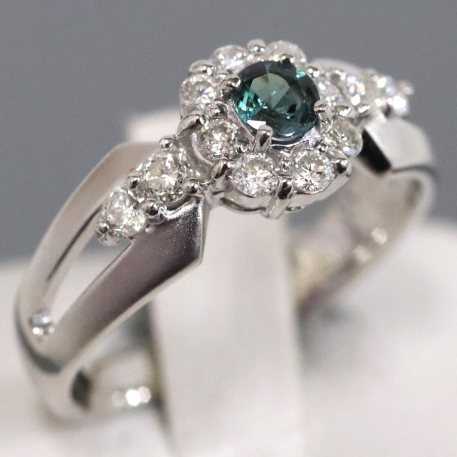 Pt900アレキサンドライトダイヤモンドリング A0.19 D0.38 5.5g #12  