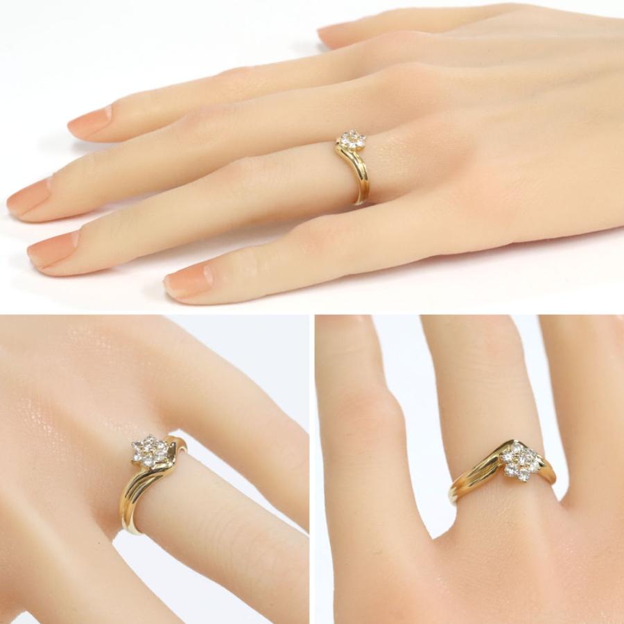 K18ダイヤモンドリング フラワーモチーフ D0.30 2.8g #9 : 鴫原質店 
