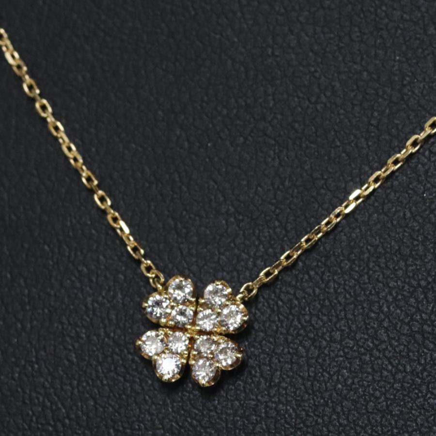 Uzuri K18ダイヤモンドネックレス クローバーモチーフ D0.19 2.6g  