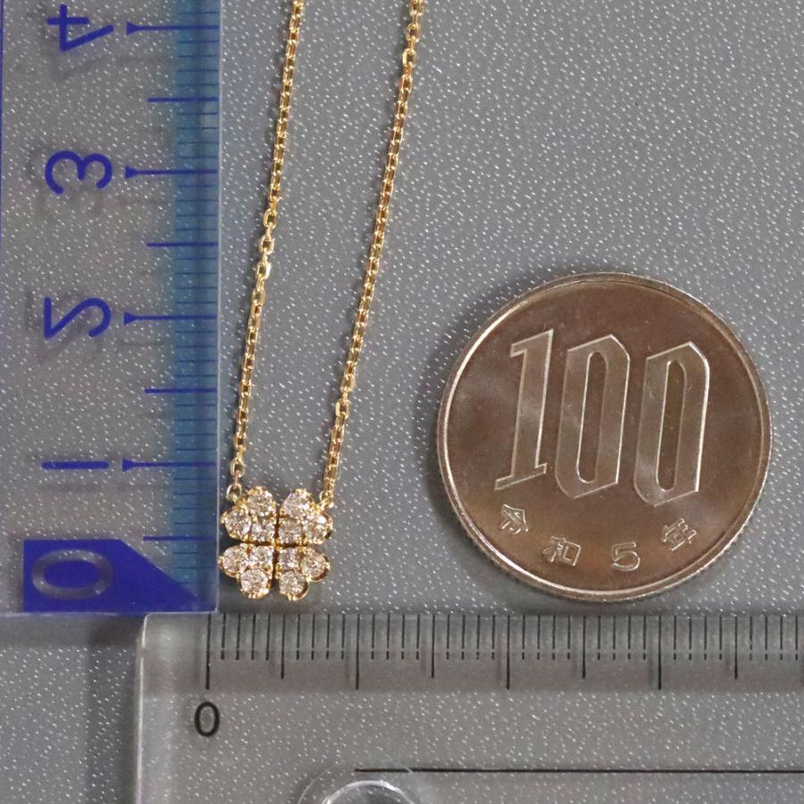 Uzuri K18ダイヤモンドネックレス クローバーモチーフ D0.19 2.6g  