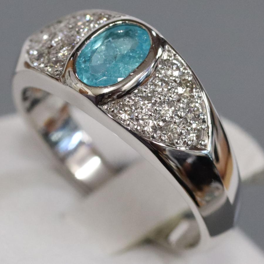 新品K18PG高級パライバトルマリン＆高級ダイヤリング画像入り